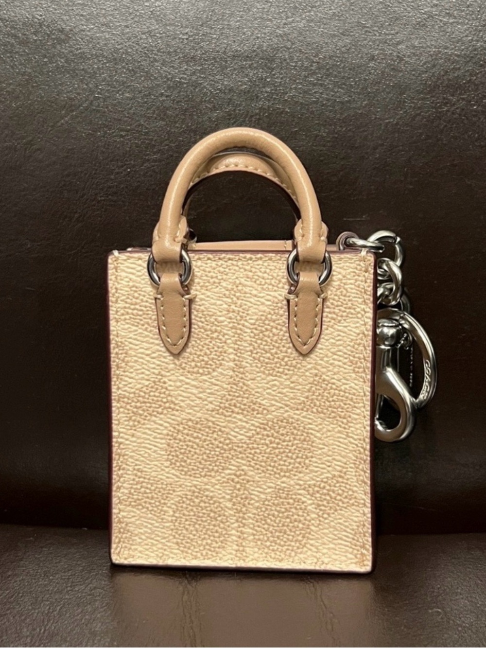 NWT Coach logo monogram Signature leather nano Mini tote charm hand bag. - Picture 9 of 13